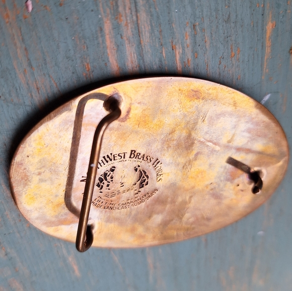 Brass Belt Buckle Mens Vintage Handmade Hand Cast Forged Metal Calvary Gifts Him - Picture 6 of 10